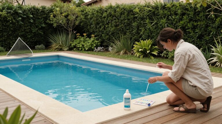 Produit anti-algue piscine montrant les risques et dangers associés