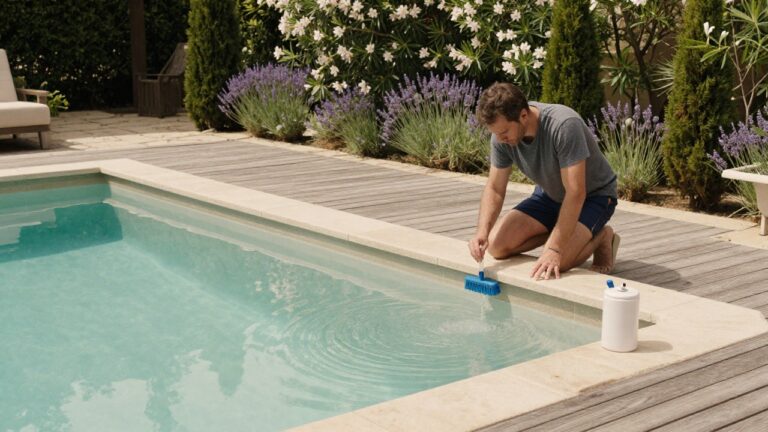 Eau trouble dans piscine au sel montrant un liquide trouble et déséquilibré