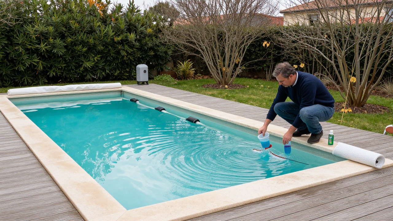 Procédé d'hivernage piscine au sel sans bâche avec protection naturelle